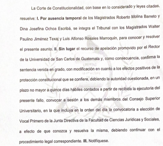 Resolución que rechaza apelación de Walter Mazariegos. 