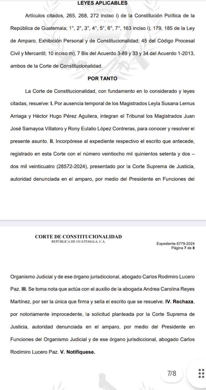 Resolución de la CC sobre la aclaración solicitada por la CSJ. 